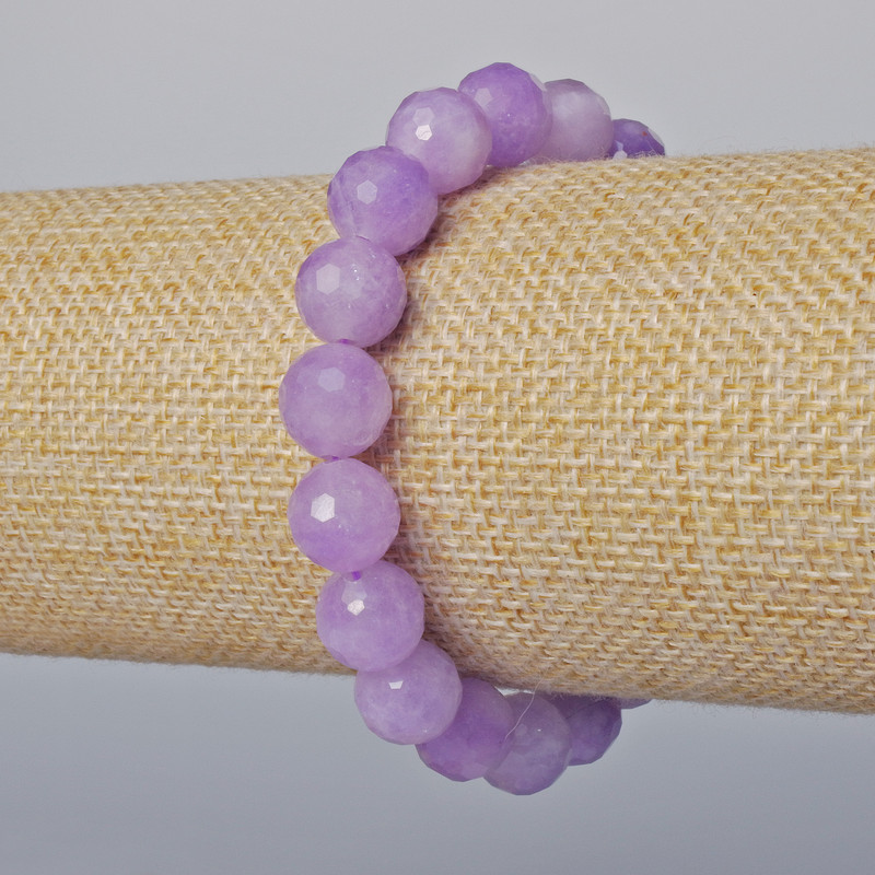 Bracelet Lavender Amethyst Natural Stone Faceted Bead, 10mm diameter ±, length 18cm ± (stretch)