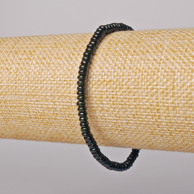 Bracelet Green Aventurine Synthetic Smooth Rondelle, diameter 4x2mm±, length 18cm± (stretch)