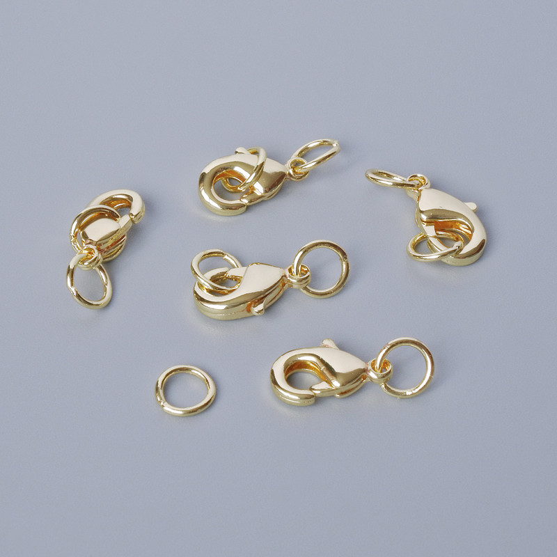 Clasp Fitting, Lobster Clatch, diameter 10x5 mm, gold color metal, 1 piece