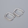 Congo ear hooks for earrings with white rhinestones, silver metal color 16×13×3 mm pair