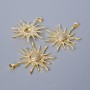 Pendant "Sun" with white rhinestones, golden metal color, diameter 39x33mm