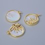 Pendant "Sun" Mother-of-Ppearl, golden metal color, diameter 20x17.5 mm