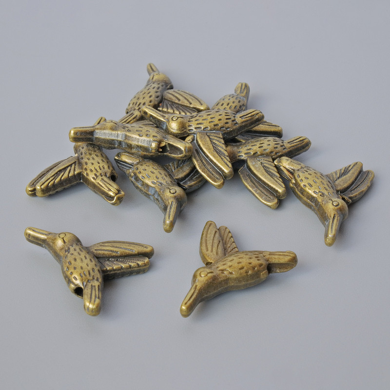 Bead insert "Colibri", diameter 14×18, 5×4.5 mm, hole diameter 1 mm, pack 10 pcs±, bronze metal color