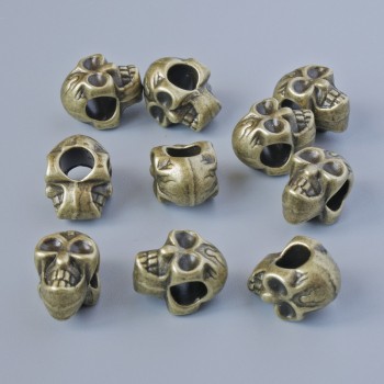 Beadfinding bead insert “Skull”, diameter 12×8×9 mm, hole diameter 4.5 mm, packaging 10 pcs±, bronze metal color
