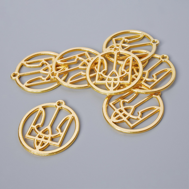 Pendant hardware "Coat of Arms", diameter 26.5×25 mm, hole diameter 1.9 mm, packaged 7+ in golden metal color