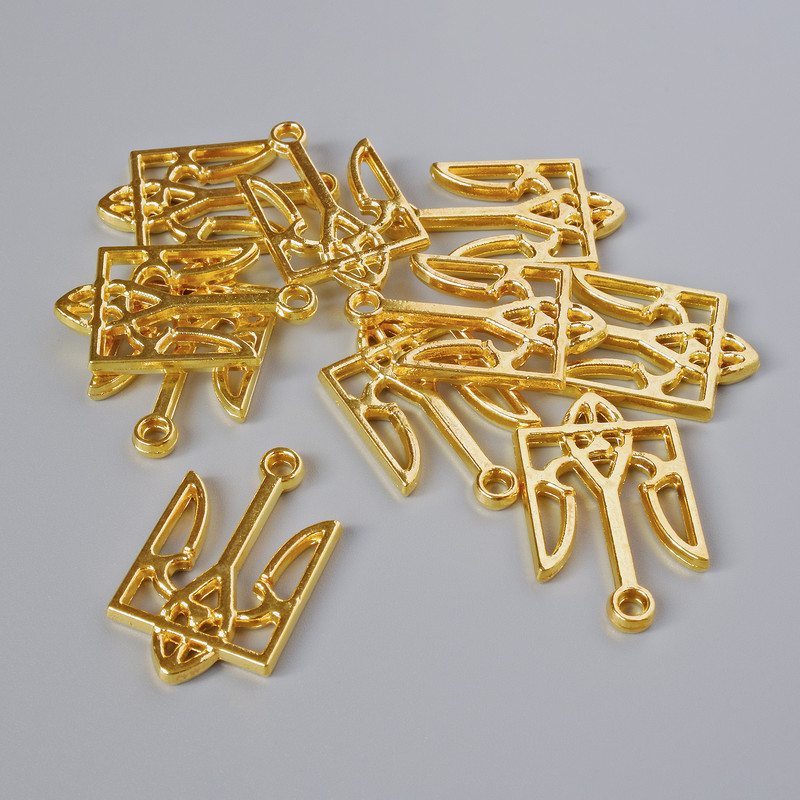 Pendant Hardware "Emblem", diameter 25×15 mm, mounting hole diameter 2.1 mm, pack of 7±, gold-tone metal