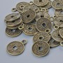 Pendant hardware “Chinese coin”, diameter 17x13mm, center hole diameter 2.3mm, pack of 24, bronze metal color