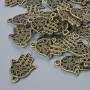 Hamsa Pendant Fittings, diameter 21×15 mm, hole diameter 1.7 mm, packaged 24 pcs ±, bronze metal color