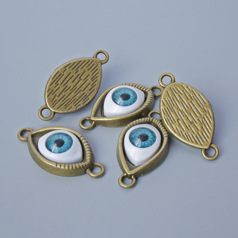 Finding Pendant "Eye", diameter 30x15x7 mm, hole diameter 2.6 mm, packaging 5 pcs±, bronze metal color