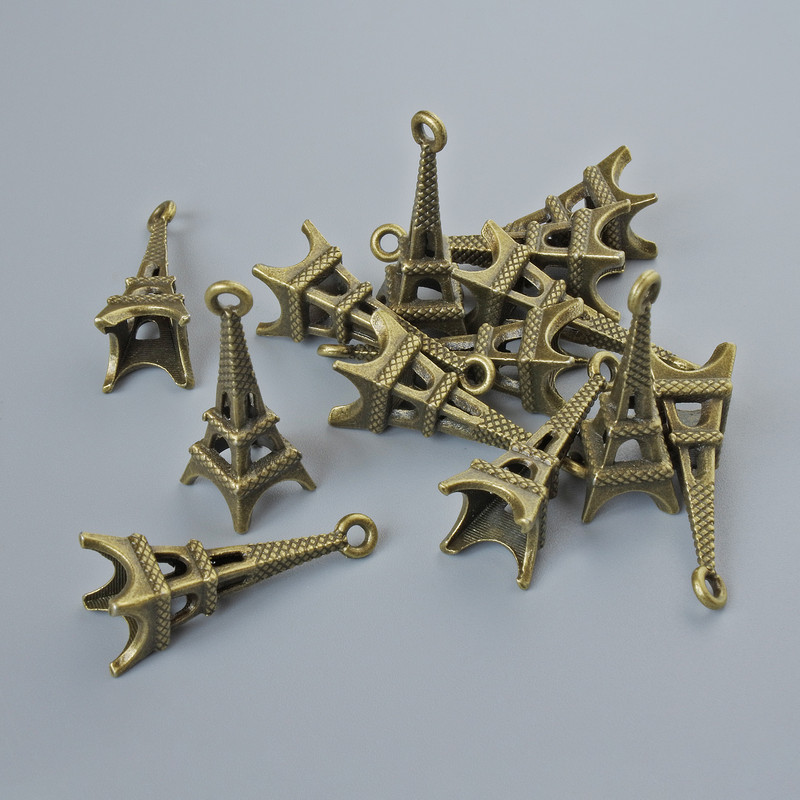 Pendant hardware "Eiffel Tower", diameter 20×9 mm, hole diameter 1.5 mm, packaged 15 pcs ±, bronze metal color