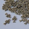 Pendant hardware Cross charm, 11×6 mm, hole diameter 1.3 mm, packaged 70 pcs±, bronze metal color