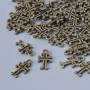 Pendant hardware Cross charm, 11×6 mm, hole diameter 1.3 mm, packaged 70 pcs±, bronze metal color