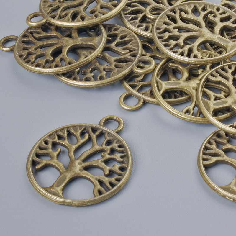 Pendant Hardware "Tree", diameter 24×20mm, hole diameter 2.7mm, packaging 13 pcs ±, bronze metal color