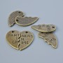 Pendant Findings "Heart" Half-Shells size, 19x10.5 mm, hole diameter 1.7 mm, packaging 3 pairs, bronze metal color