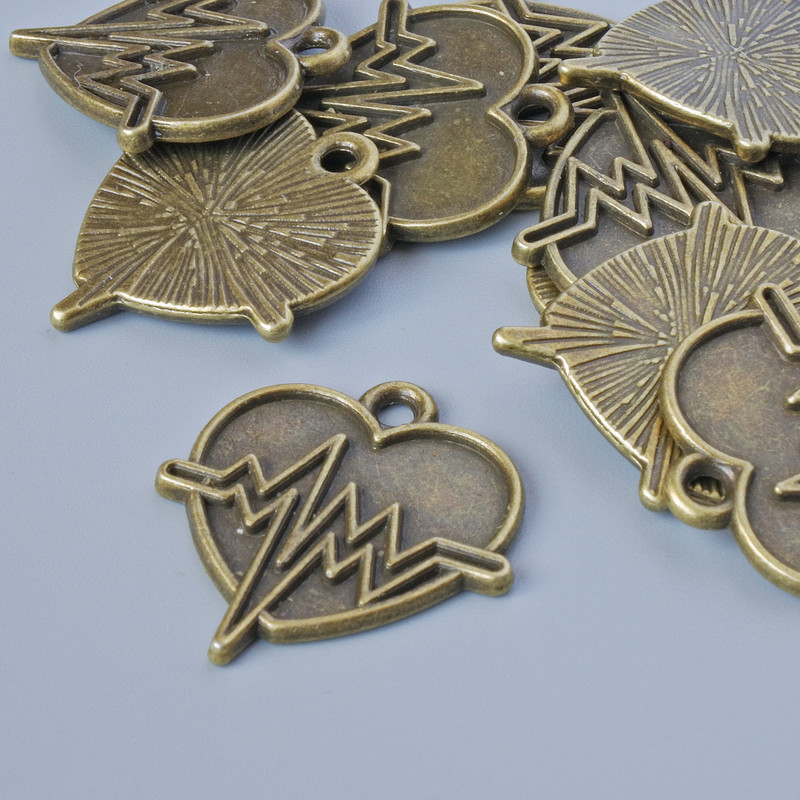 Pendant Finding "Heart", diameter 22x20, 5mm, hole diameter 1.9mm, pack of 10±, bronze metal color
