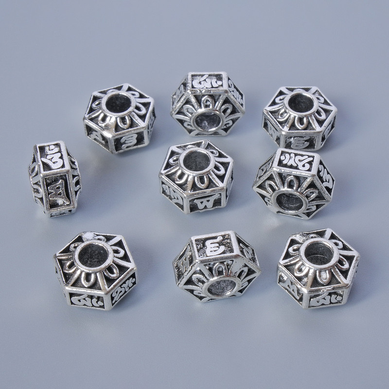 Bead Inlay Findings, 7x10 mm, hole diameter 3.5 mm, packaged 9 pcs ± 20 g, silver metal color