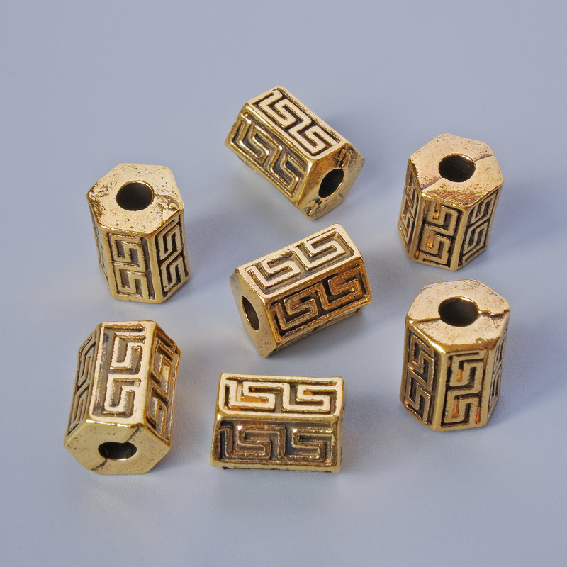 Bead hardware insert bead, diameter 10x7 mm, hole diameter 2.9 mm, packaged 7 pcs ± 20 g, gold-tone metal