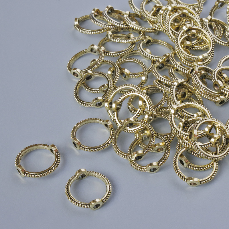 Bead Insertion Findings, diameter 11×1, 2mm, bore diameter 1.6mm, 8.4mm, packaged 80 pcs ± 20g ± light gold metal color