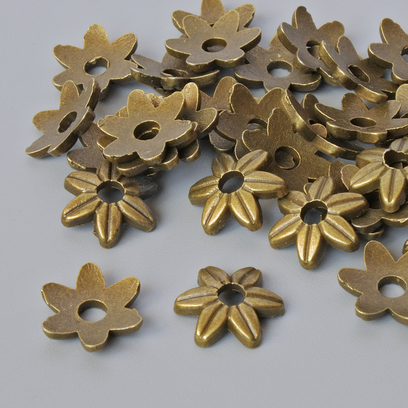End caps, diameter 9x2 mm, hole diameter 2.5 mm, pack 30 pcs ± bronze metal color