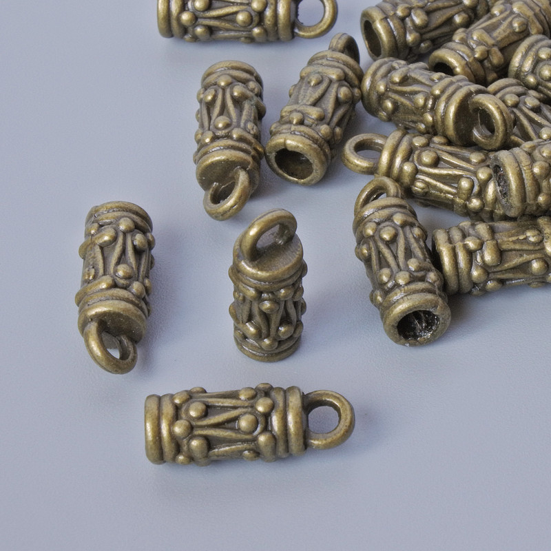 End cap, diameter 13x5mm, hole diameter 2mm, 2.7mm, packaged 20 pcs ± bronze metal color