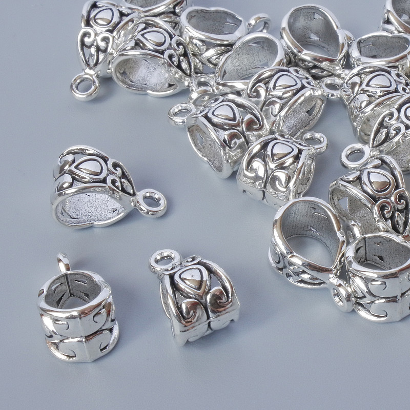 Pendants Base Jewelry Findings, diameter 8x7, 5mm, hole diameter 1.8mm, 7, 3x5, 7mm, length 13, packaging 24 pcs ±, silver metal color