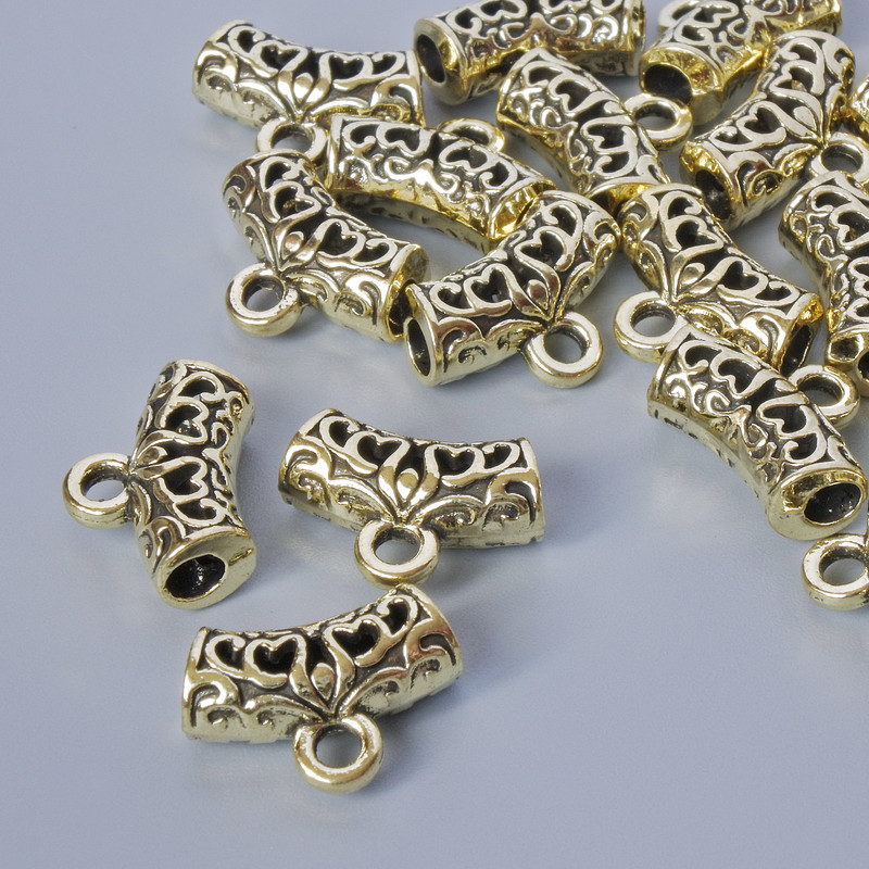 Light Gold Bail Bailor Holder, diameter 13.5×5 mm, hole diameter 2 mm, 2.7 mm, length 9 mm, packaging 19 pcs ± 20 g ± light gold metal color