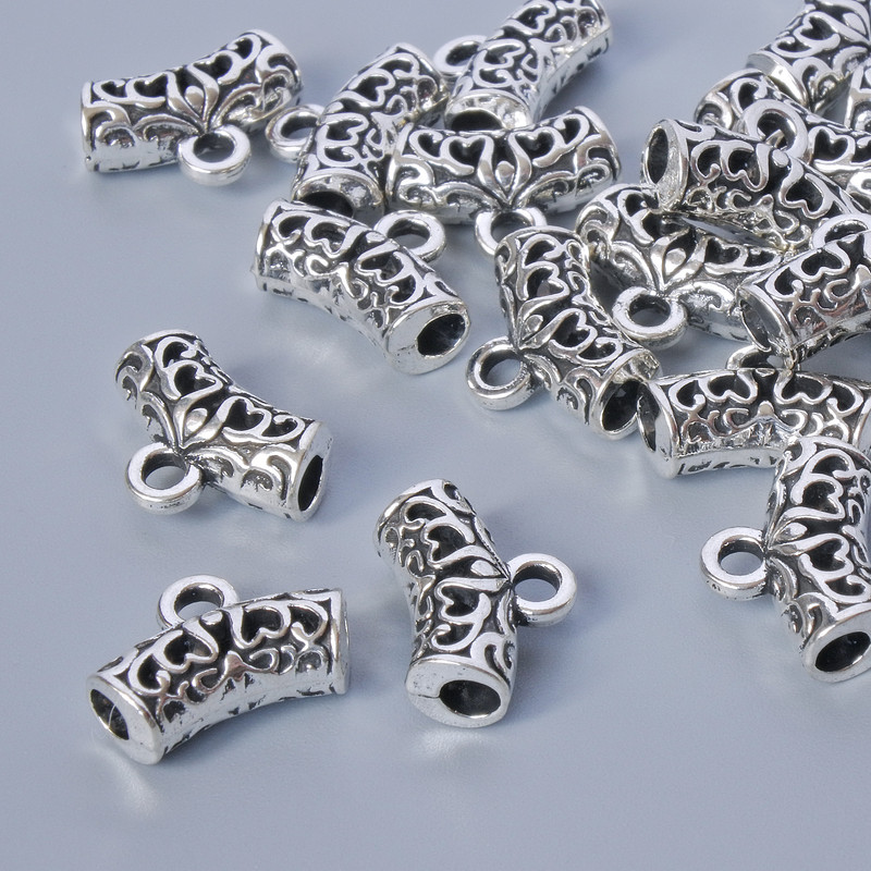 Silver Bail Bail, holder, diameter 13.5×5 mm, hole diameter 2 mm, 2.7 mm, length 9 mm, packaging 19 pcs ± 20 g, silver color of metal
