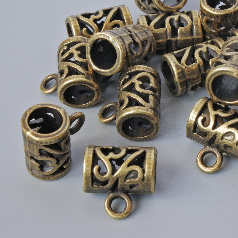 Bail Bezel Holder, diameter 11×7.5, 5mm hole diameter 2.1, length 11, packaged 14 pcs ± bronze color metal