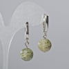 Serpentine Earrings Natural Stone Smooth Bead, 14mm± diameter, 34mm± length, English clasp