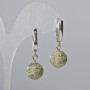 Serpentine Earrings Natural Stone Smooth Bead, 14mm± diameter, 34mm± length, English clasp