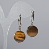 Tiger’s Eye Earrings, natural stone smooth bead, diameter 16mm±, length 35mm±, with a European (Italian) clasp