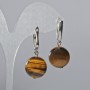 Tiger’s Eye Earrings, natural stone smooth bead, diameter 16mm±, length 35mm±, with a European (Italian) clasp
