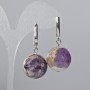 Earrings Amethyst natural stone smooth ball, diameter 20mm±, length 40mm±, with English clasp