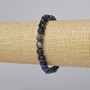 Bracelet Blue Cat's Eye Natural Stone Faceted Cube, 7mm diameter, length 18cm, stretchy