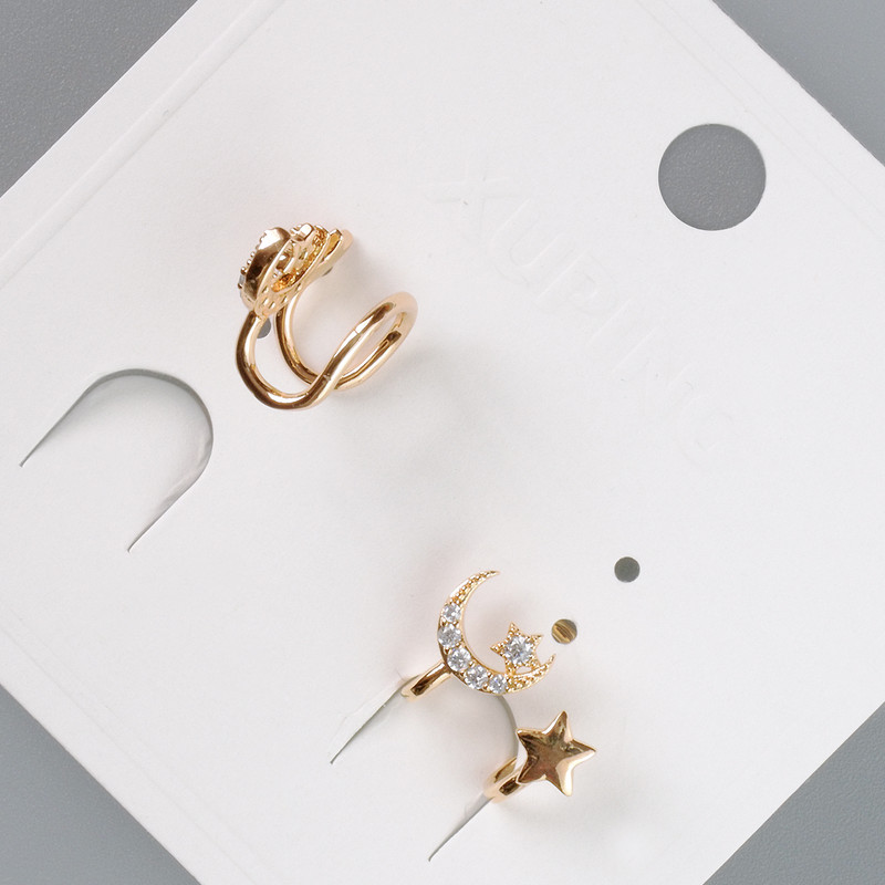 Xuping Caff with White Rhinestones, 8.5×14 mm, 18K Gold Plating