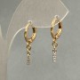 Xuping Earrings with White Rhinestones, diameter 7×2 mm, length 23 mm, 18K Gold Plating