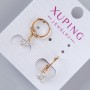 Earrings "Cross" Xuping with White Crystals, 7.5×6mm ±, length 23mm ±, 18K gold-pl plated