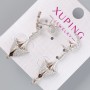 Xuping Stud Earrings with White Rhinestones, diameter 24×10mm, 11×7.5mm approx, length 40mm approx, Rhodium-plated