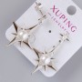 Stud Earrings "Star" Xuping with White Crystal and Bead, diameter 30×24.5 mm approx, length 39 mm approx, Rhodium Plated