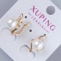 Xuping Earrings with White Rhinestones and Bead, diameter 18x12mm, 18K Gold Plating