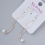 Earrings Xuping with white bead, diameter 5.5x5.5 mm, length 35 mm approx., without clasp, 18K gold plating