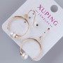 Xuping Earrings with White Crystals and Bean Pearl, diameter 25x19, 5mm, length 37mm±, without clasp, 18K gold plated