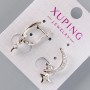 Earrings "Moon and Stars" Xuping with white rhinestones, diameter 24.5x10mm, rhodium