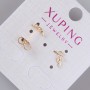 Stud Earrings "Twig" Xuping with White Crystals, 9×5 mm ± diameter, 18K Gold Plated