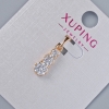 Xuping Pendant with White Crystals, 15x6 mm diameter +-, length 20 mm+- 18K Gold Plating