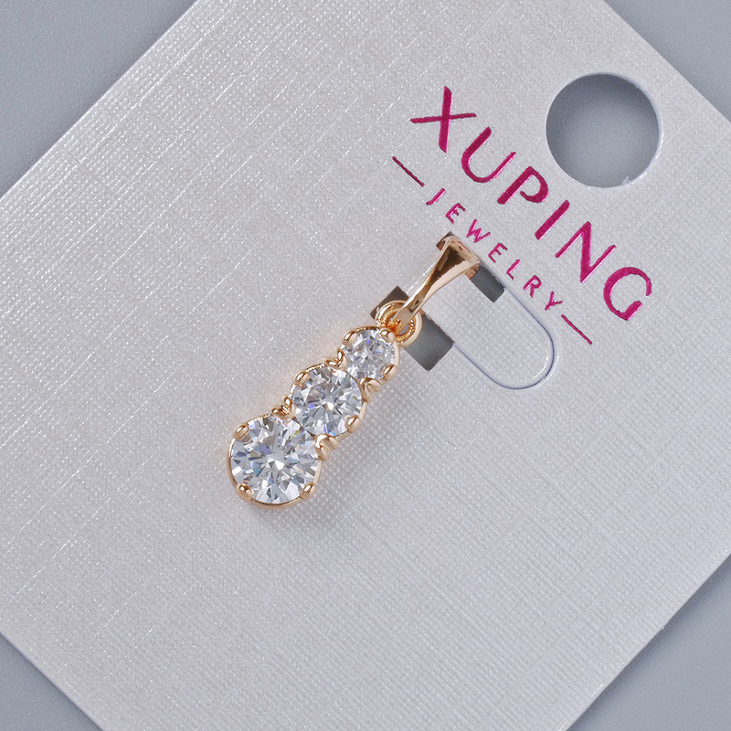 Xuping Pendant with White Crystals, 15x6 mm diameter +-, length 20 mm+- 18K Gold Plating