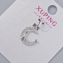 Pendant "Moon" by Xuping with White Rhinestones, 14x13mm diameter +/-, length 20mm +/- Rhodium