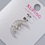 Pendant "Moon" Xuping with white rhinestones, diameter 19×14mm±, length 25mm± rhodium plating