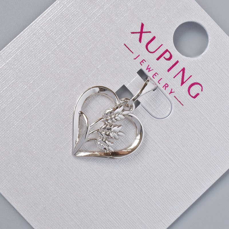 Pendant "Heart" Xuping, diameter 15x15mm±, length 20mm± rhodium