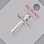 Pendant "Cross" Xuping rhodium-plated with white crystals, diameter 26x17, 5mm+ -, length 33mm+-